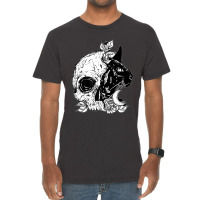 Skull Cat Moon Gothic Women's Girl's Halloween Premium Vintage T-shirt | Artistshot