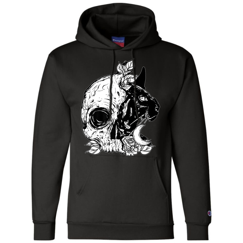 Skull Cat Moon Gothic Women's Girl's Halloween Premium Champion Hoodie | Artistshot