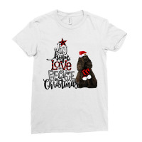 Joy Hope Love Peace Christmas Black American Cocker Spaniel Ladies Fitted T-shirt | Artistshot