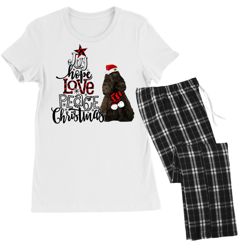 Joy Hope Love Peace Christmas Black American Cocker Spaniel Women's Pajamas Set by Chalaun | Artistshot