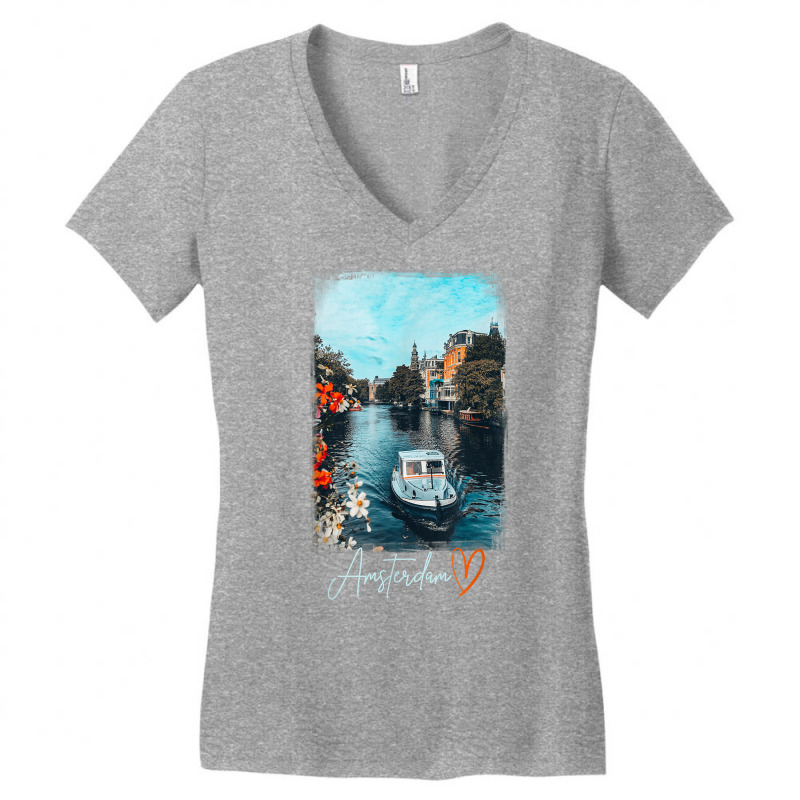 Amsterdam Tshirt, Amsterdam City Shirt, Amsterdam T Shirt Women's V-Neck T-Shirt by cm-arts | Artistshot