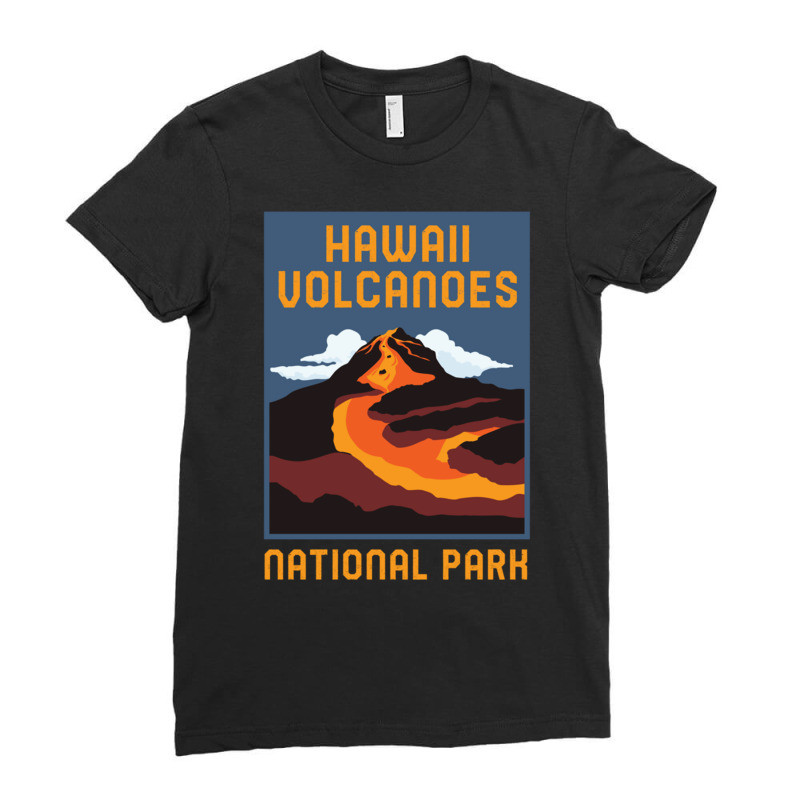 Hawaii Volcanoes National Park Big Island Retro Graphic Pullover Hoodi Ladies Fitted T-Shirt by cm-arts | Artistshot