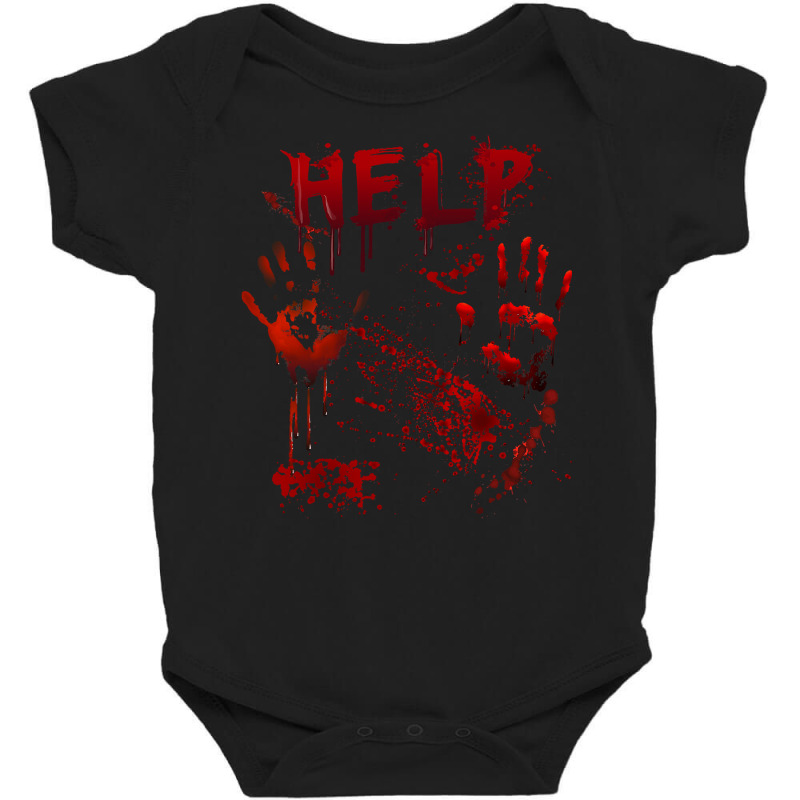 Funny Help Bloody Handprint Halloween Costume Matching Mens Baby Bodysuit | Artistshot