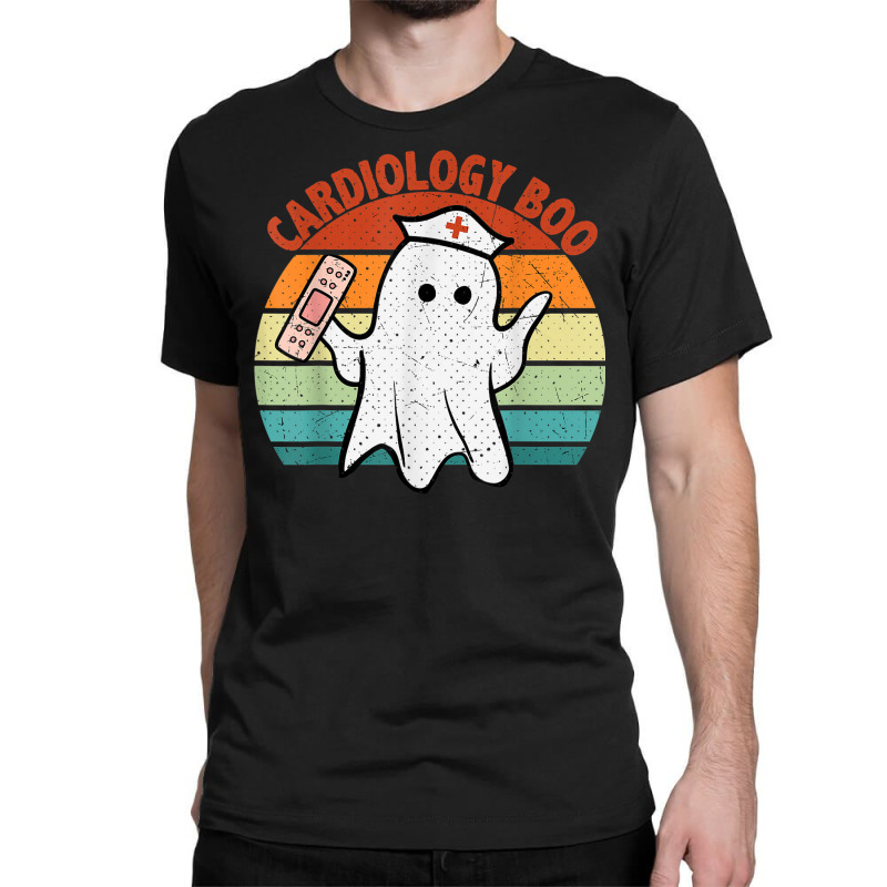 Vintage Halloween Ghost Cardiology Boo Nursing Funny Nurse Classic T-shirt by Queens | Artistshot