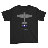 F4u Corsair Tech Drawing Wwii Naval Airplane Youth Tee | Artistshot