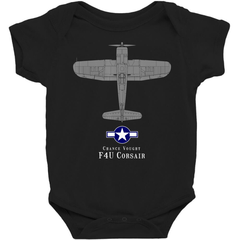 F4u Corsair Tech Drawing Wwii Naval Airplane Baby Bodysuit by Whitfield Wolff | Artistshot