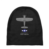 F4u Corsair Tech Drawing Wwii Naval Airplane Baby Beanies | Artistshot