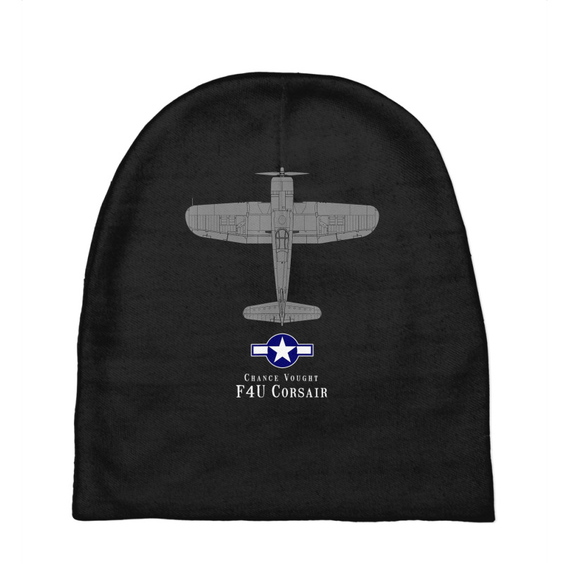 F4u Corsair Tech Drawing Wwii Naval Airplane Baby Beanies by Whitfield Wolff | Artistshot