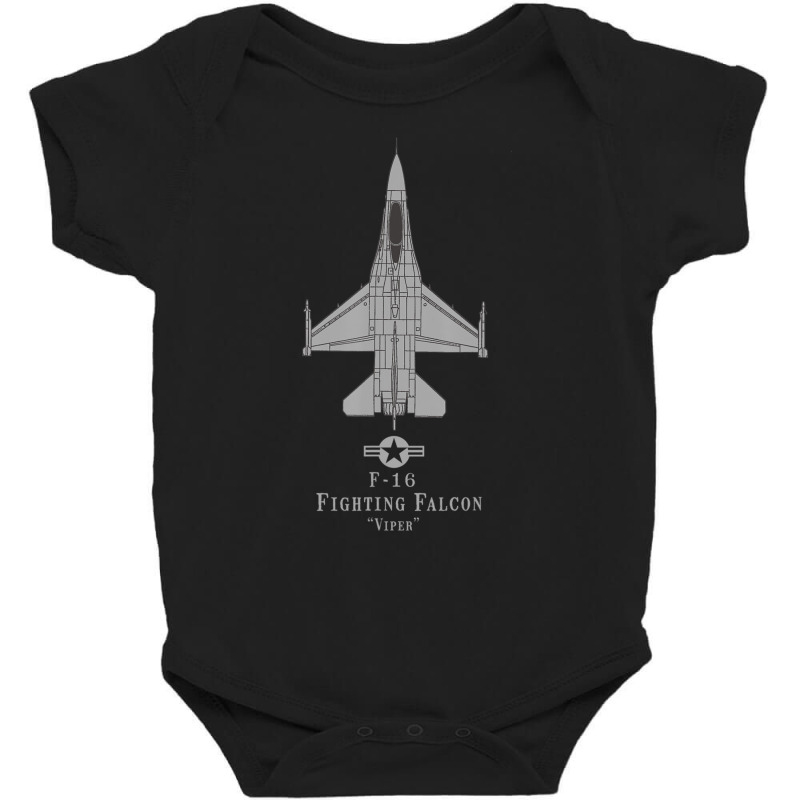 F-16 Fighting Falcon Tech Drawing Military Airplane Baby Bodysuit by Whitfield Wolff | Artistshot