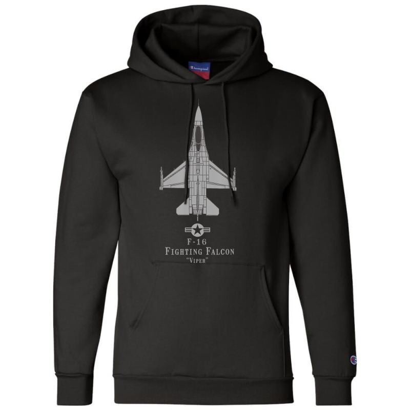 F-16 Fighting Falcon Tech Drawing Military Airplane Champion Hoodie by Whitfield Wolff | Artistshot