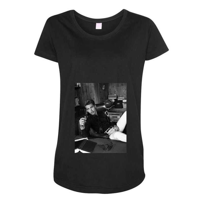 Austin Butler Black And White Maternity Scoop Neck T-shirt by SteveMartindale | Artistshot