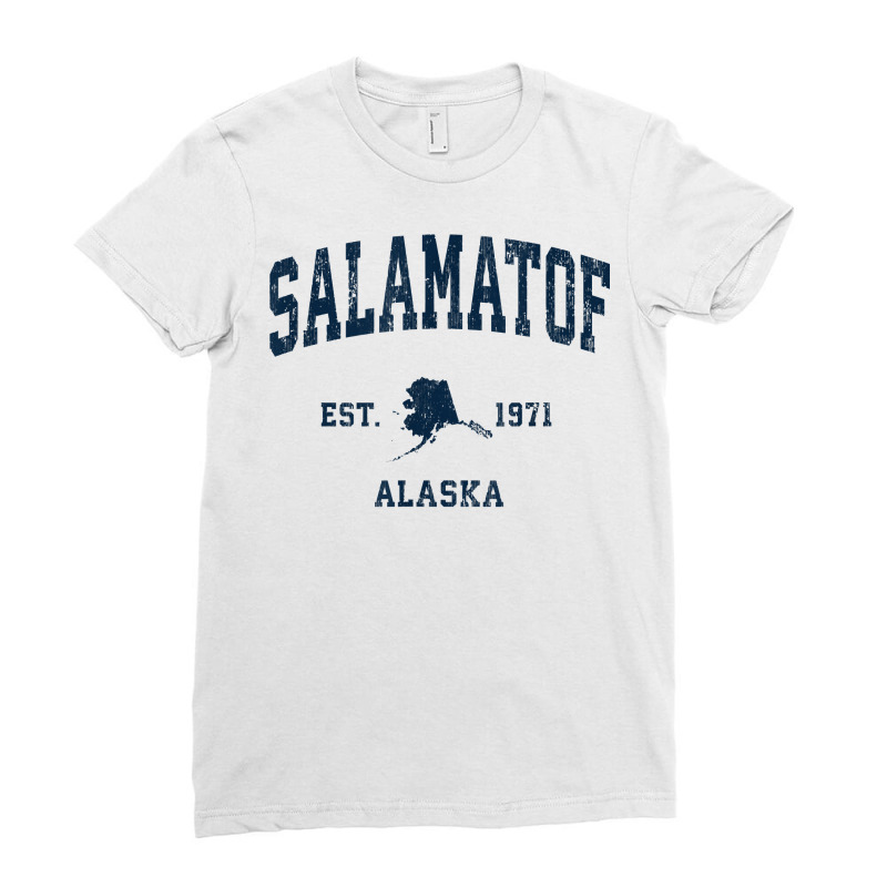 Salamatof Alaska Ak Vintage Athletic Navy Sports Design T Shirt Ladies Fitted T-Shirt by cm-arts | Artistshot