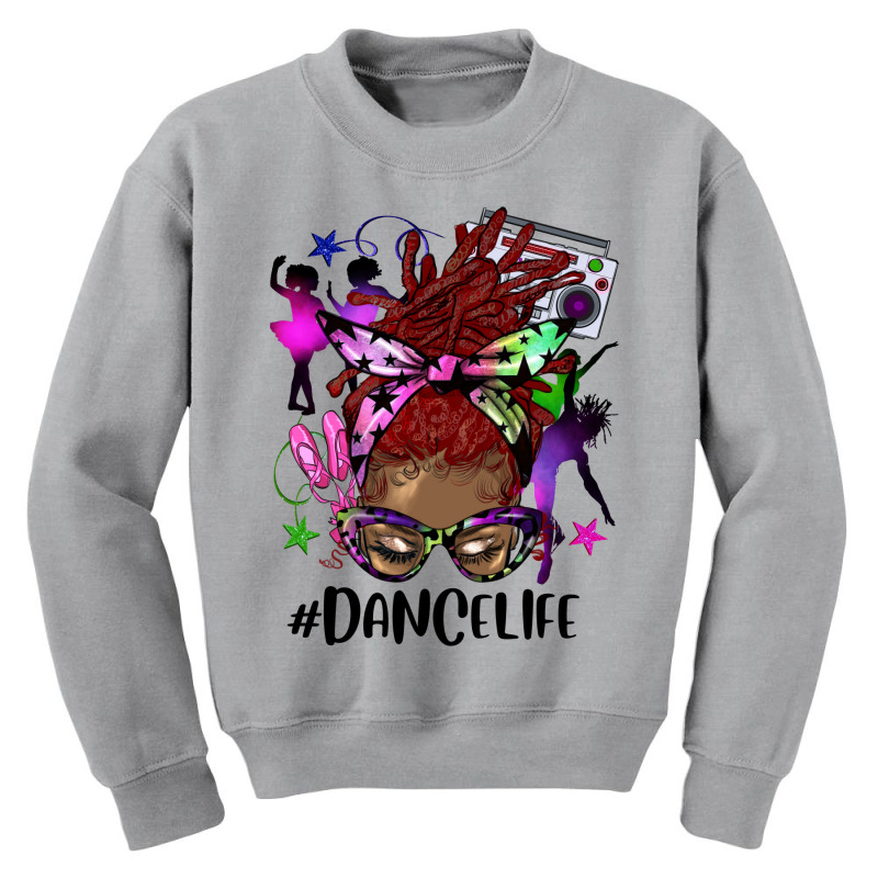 Afro Red Locs Messy Bun Dance Life Youth Sweatshirt by HRA Design Shop | Artistshot