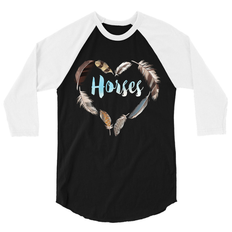 Horses Feather Heart, Horses Feather Heart Vintage, Horses Feather Hea 3/4 Sleeve Shirt by SHOPTYU | Artistshot