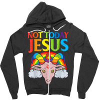 Today Not Jesus Satan Goat Satanic Rainbow Satanism Gift T Shirt Zipper Hoodie | Artistshot