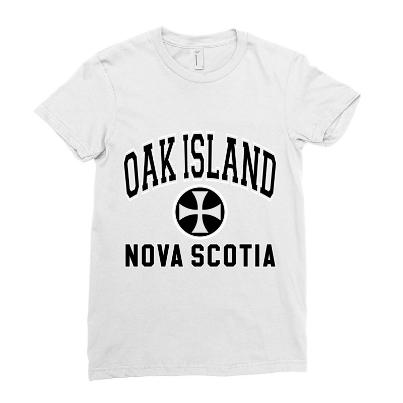 Oak Island Varsity Style Cross Black Print Pullover Hoodie Ladies Fitted T-Shirt by cm-arts | Artistshot