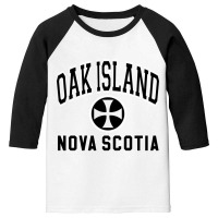 Oak Island Varsity Style Cross Black Print Pullover Hoodie Youth 3/4 Sleeve | Artistshot