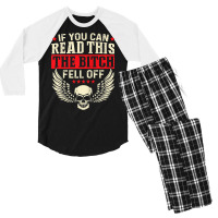 If You Can Read This The Bitch Fell Off Biker Back Print Tank Top Men's 3/4 Sleeve Pajama Set | Artistshot