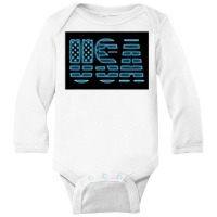 Relentless Designs Usa Flag Neon Light Memorial Day July 4th Premium T Long Sleeve Baby Bodysuit | Artistshot