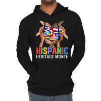 Latin Countries Hands Heart Flags Hispanic Heritage Month T Shirt Lightweight Hoodie | Artistshot