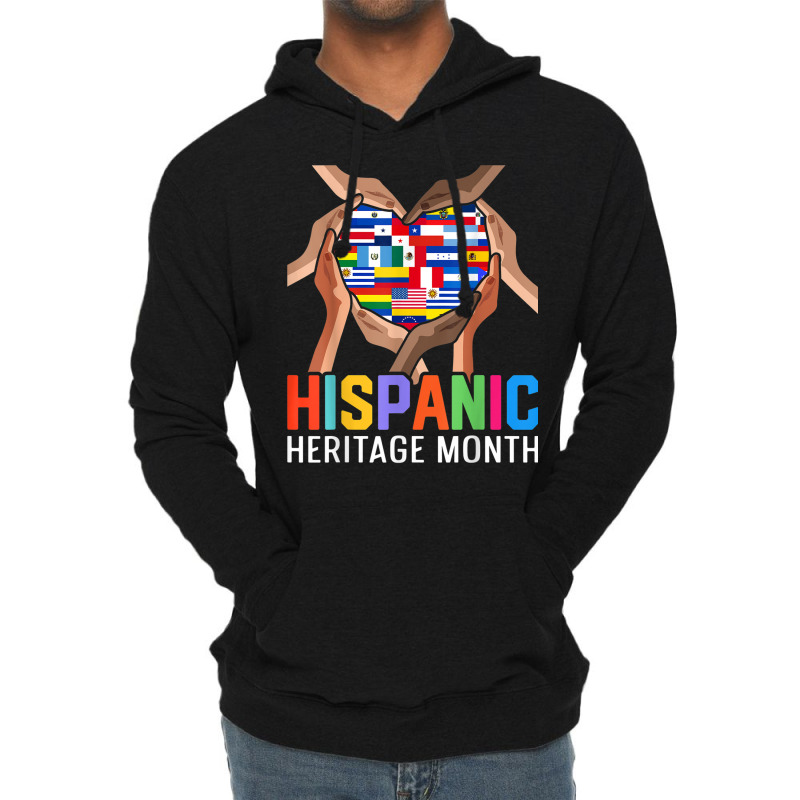 Latin Countries Hands Heart Flags Hispanic Heritage Month T Shirt Lightweight Hoodie by cm-arts | Artistshot