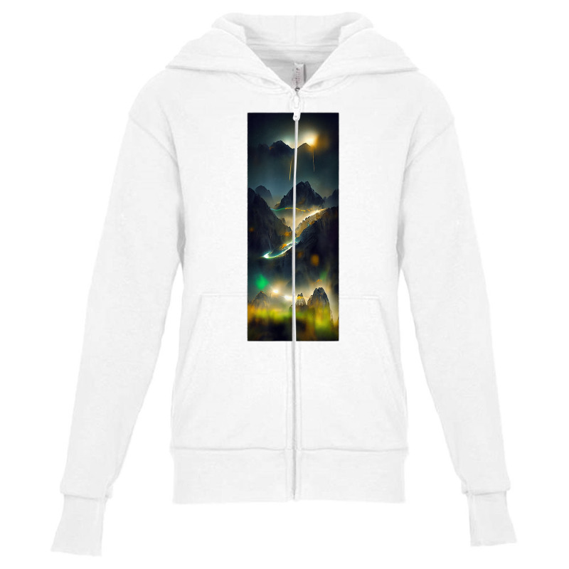 Quasar In Motion Across The Night Sky Mountain Blur Northern T Shirt Youth Zipper Hoodie by cm-arts | Artistshot