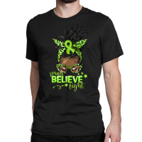 Pray Believe Fight Afro Messy Bun World Cerebral Palsy Day T Shirt Classic T-shirt | Artistshot