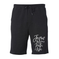 Bible Verse Quote Men's Jesus The Way The Truth And The Life-ydlxv Fleece Short | Artistshot