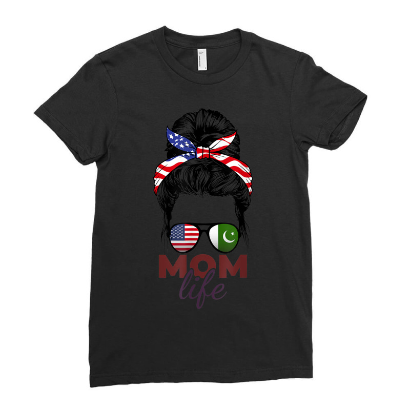 Pakistani American Messy Bun Women Ladies Fitted T-Shirt by Queens | Artistshot