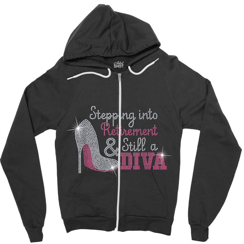 Stepping Into Retirement And Still A Boss Bling Rhinestone T Shirt Zipper Hoodie by cm-arts | Artistshot