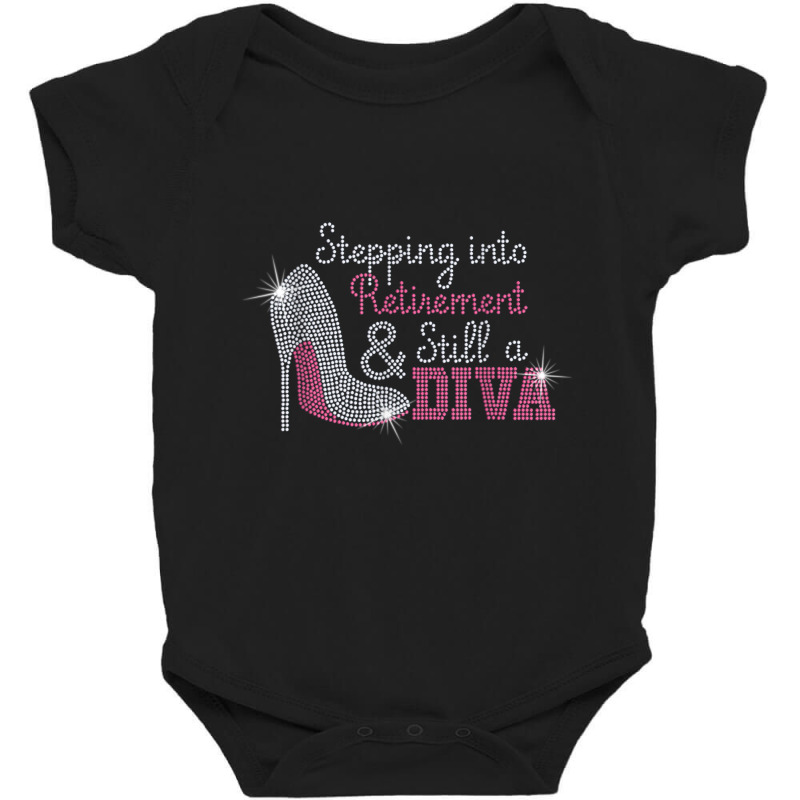 Stepping Into Retirement And Still A Boss Bling Rhinestone T Shirt Baby Bodysuit by cm-arts | Artistshot