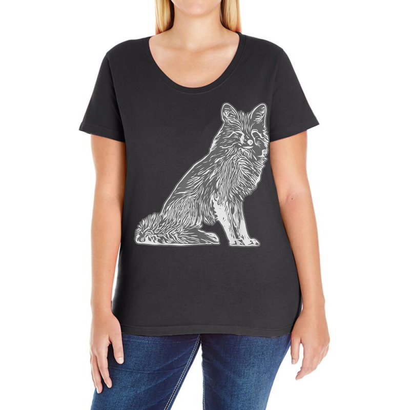 Red Fox Design Forest Animal Wild Predator With Fox Design T Shirt Ladies Curvy T-Shirt by cm-arts | Artistshot