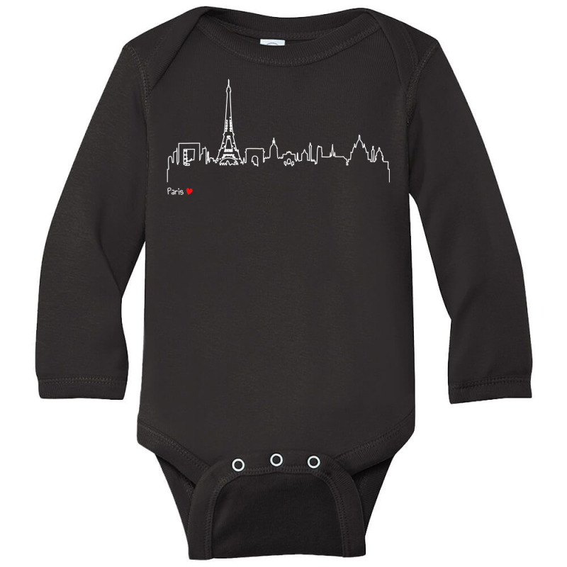 Paris Eiffel Tower Panorama Souvenir T Shirt Long Sleeve Baby Bodysuit | Artistshot