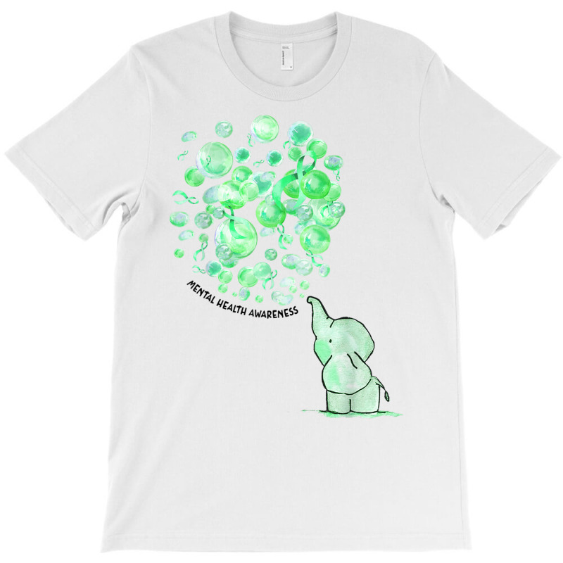 Elephant Blows Up Green Balloons Mental Health Awareness T Shirt T-Shirt by cm-arts | Artistshot