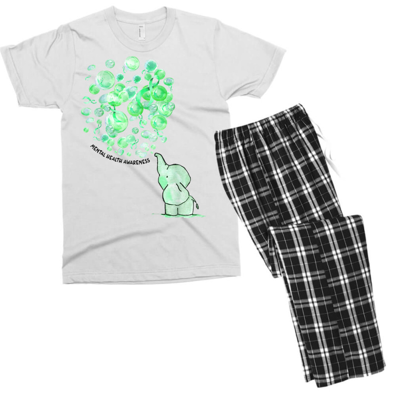 Elephant Blows Up Green Balloons Mental Health Awareness T Shirt Men's T-shirt Pajama Set by cm-arts | Artistshot