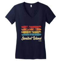 Vintage Sanibel Island Florida Palm Trees Fl Retro Pullover Hoodie Women's V-neck T-shirt | Artistshot