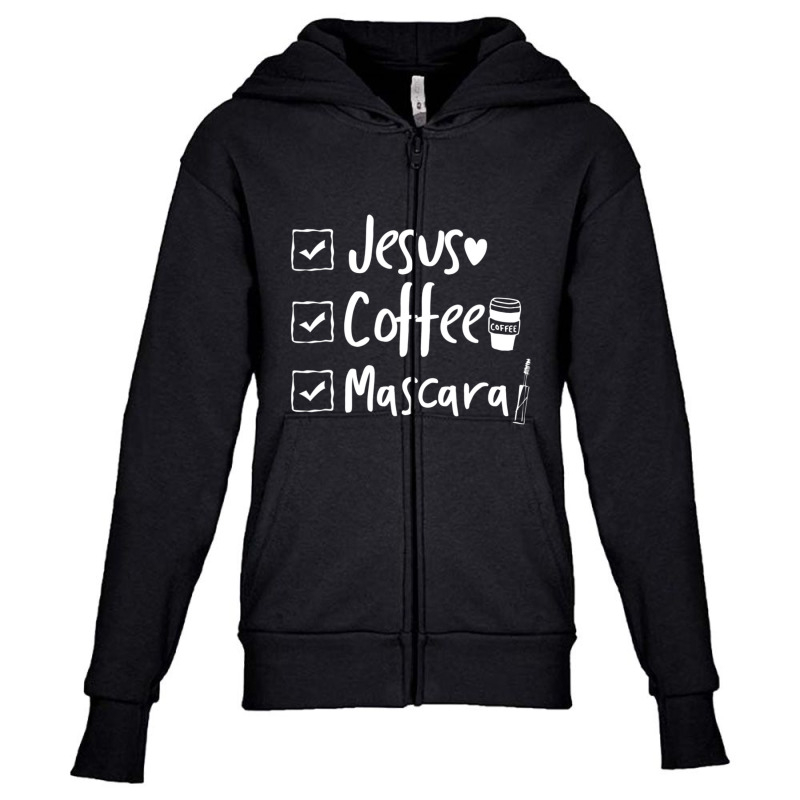 Checklist Jesus Coffee Mascara Youth Zipper Hoodie | Artistshot