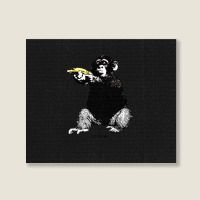 Monkey Shooting Banana Landscape Canvas Print | Artistshot