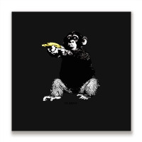 Monkey Shooting Banana Metal Print Square | Artistshot