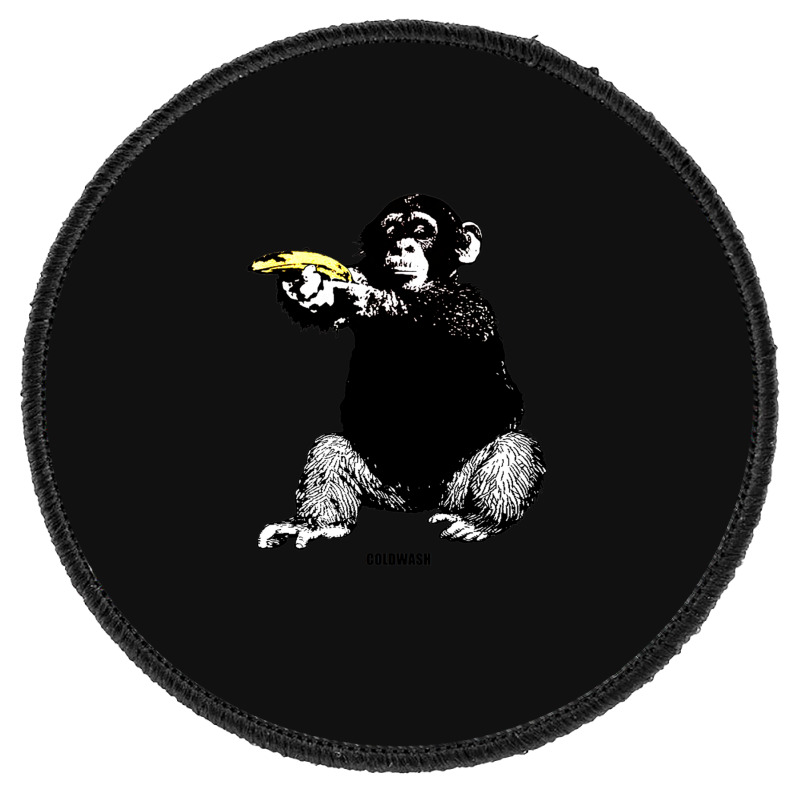 Monkey Shooting Banana Round Patch | Artistshot