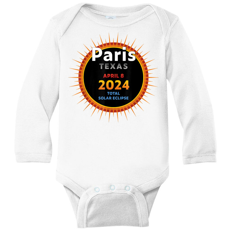 Paris Texas Tx Total Solar Eclipse 2024  2  T Shirt Long Sleeve Baby Bodysuit by cm-arts | Artistshot