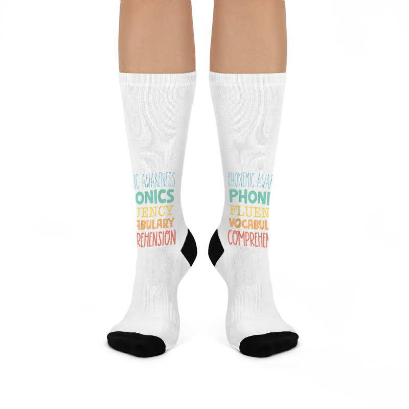 Reading Components Literacy Education Phonemic Awareness T Shirt Crew Socks | Artistshot