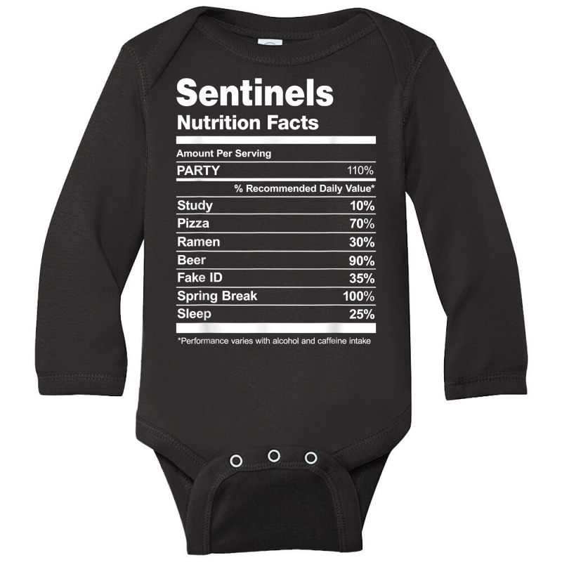 Sentinels Nutrition Facts College University T Shirt Long Sleeve Baby Bodysuit | Artistshot