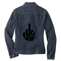 Middle Finger Ladies Denim Jacket | Artistshot