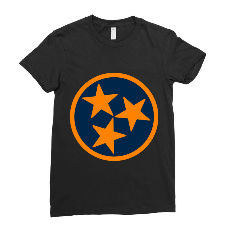 Navy _amp_ Orange Tri-star Ladies Fitted T-Shirt by LUISRIVER | Artistshot