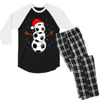 Football For Boys Girls Christmas Snowman Soccer Men's 3/4 Sleeve Pajama Set | Artistshot