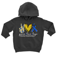 Peace Love Hope Ataxia Awareness Shirt Blue Ribbon T Shirt Toddler Hoodie | Artistshot