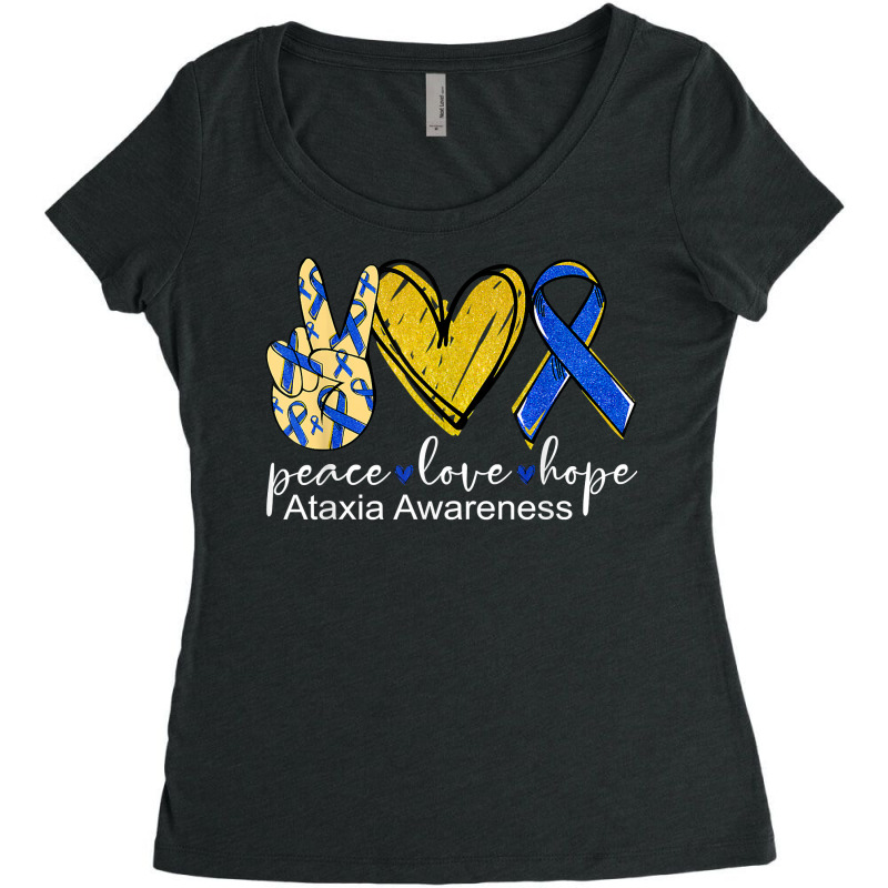 Peace Love Hope Ataxia Awareness Shirt Blue Ribbon T Shirt Women's Triblend Scoop T-shirt by gyzhahykaete | Artistshot