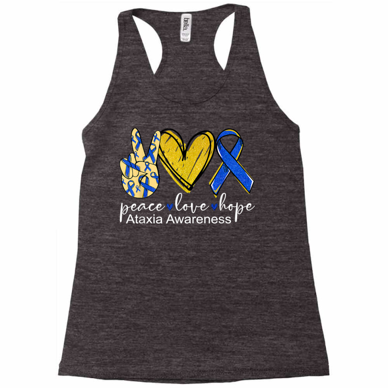 Peace Love Hope Ataxia Awareness Shirt Blue Ribbon T Shirt Racerback Tank by gyzhahykaete | Artistshot