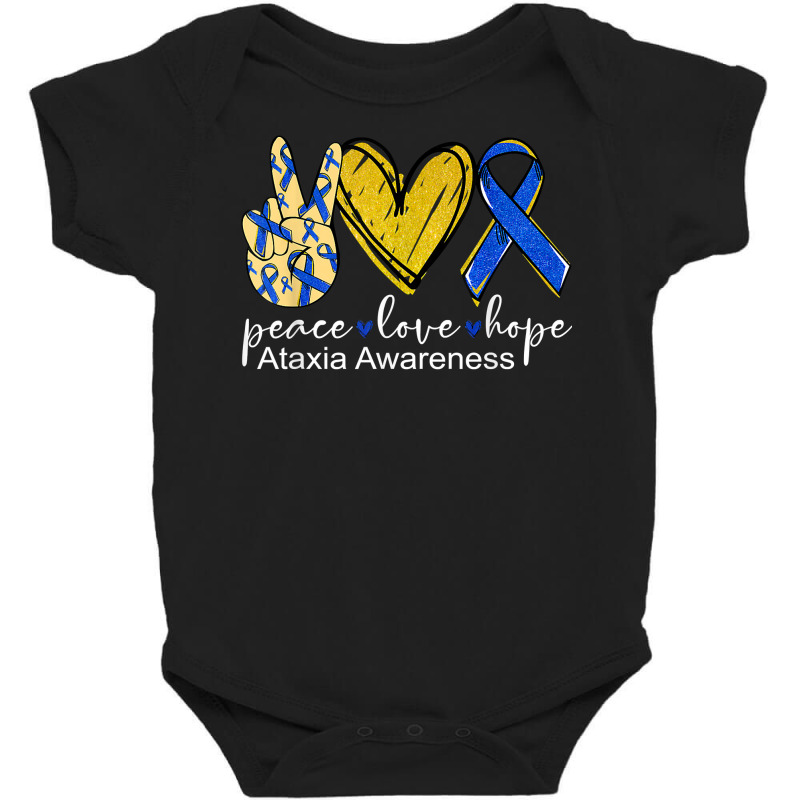 Peace Love Hope Ataxia Awareness Shirt Blue Ribbon T Shirt Baby Bodysuit by gyzhahykaete | Artistshot